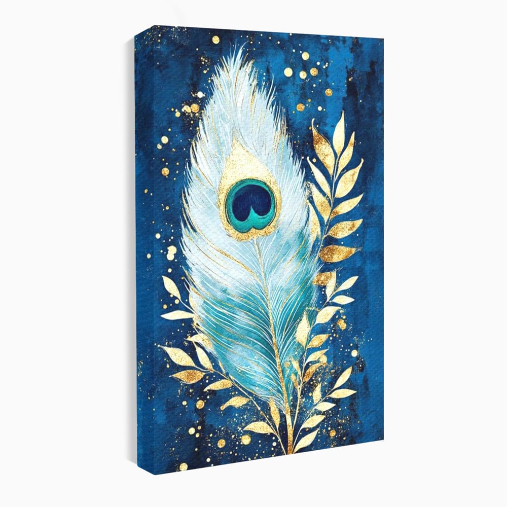 Tablou canvas cu tablou canvas cu pana de paun, fara rama, pe sasiu de lemn